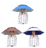 Portable Rain Umbrella Hat Foldable Outdoor Sun Shade Caps Waterproof Camping Fishing Headwear Cap Head-Mounted Beach Head Hats