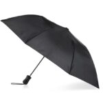 Recycled Canopy Auto Open Rain Umbrella Black Ergonomic black rubber handle for premium style and grip