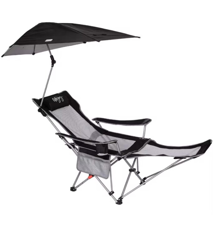 2-in-1 Reclining Camping Chair with Removable Umbrella Lightweight Folding Camping Chair,Beach Chairs - Image 1