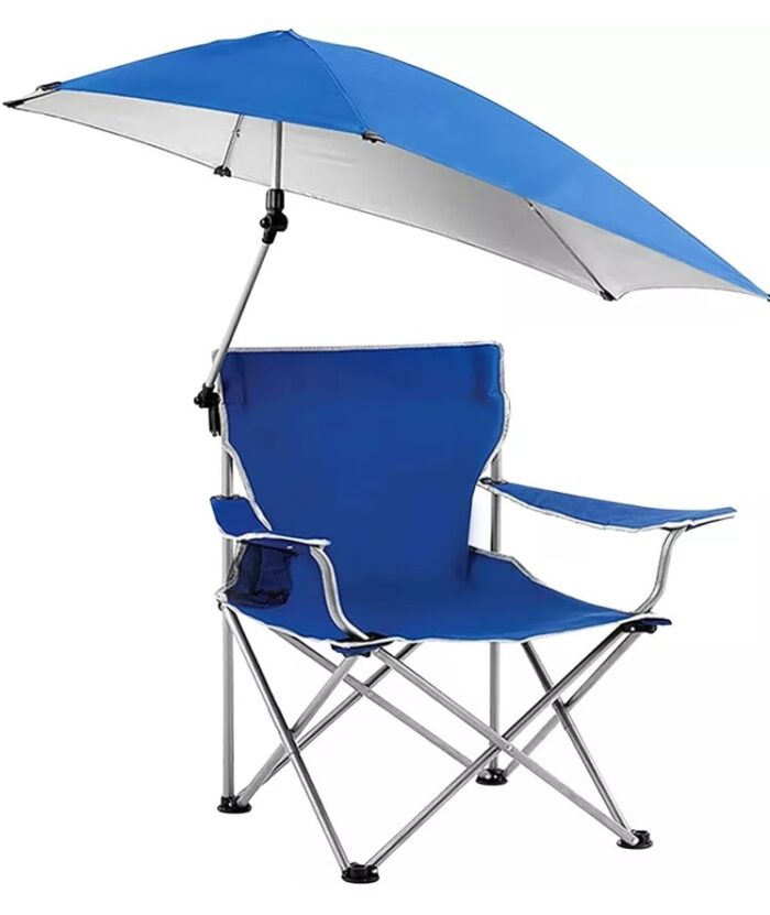 Blue-Canopy Camping Chair Foldable Beach Camping Chair & Umbrella Summer Chair - Image 1