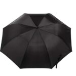 Recycled Canopy Auto Open Rain Umbrella Black Ergonomic black rubber handle for premium style and grip - Image 2