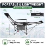 2-in-1 Reclining Camping Chair with Removable Umbrella Lightweight Folding Camping Chair,Beach Chairs - Image 2