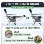 2-in-1 Reclining Camping Chair with Removable Umbrella Lightweight Folding Camping Chair,Beach Chairs - Image 3
