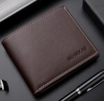 2pc's Stylish Mens Supple PU Leather Wallet - Durable & Compact for Casual Everyday Use - Trendy Youth Purse
