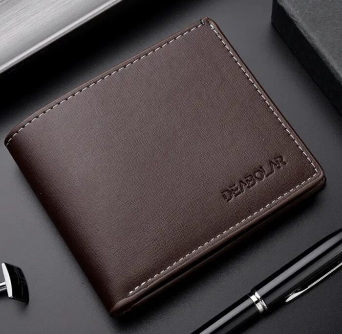 2pc's Stylish Mens Supple PU Leather Wallet - Durable & Compact for Casual Everyday Use - Trendy Youth Purse - Image 1