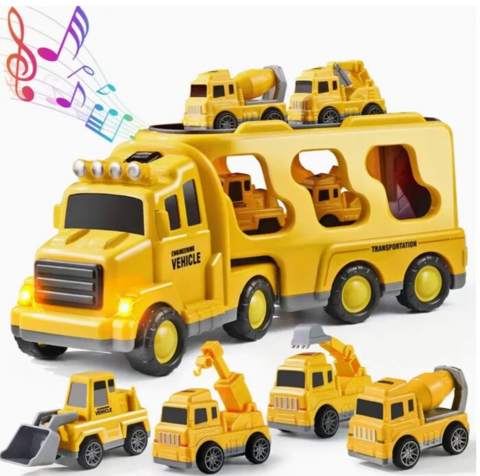 5-in-1 Container Truck Toy - Includes Four Different Mini Cars with Realistic Details and High-Quality Design, Perfect for Creative Play - Image 1