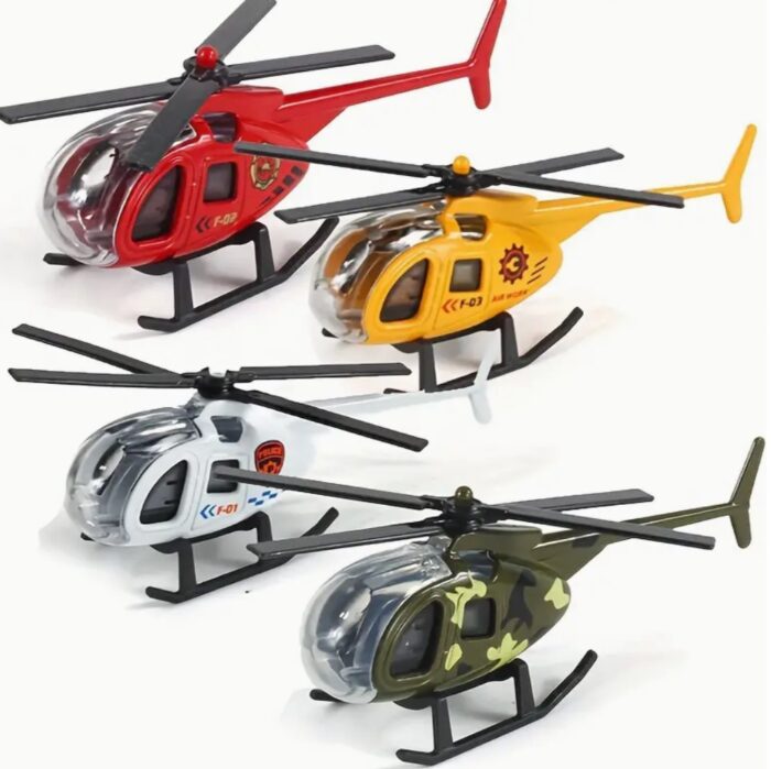 4pcs/ 1pc Alloy Model Aircraft Toy, Military Decoration Toy, Taxi Simulation Helicopter - Image 1
