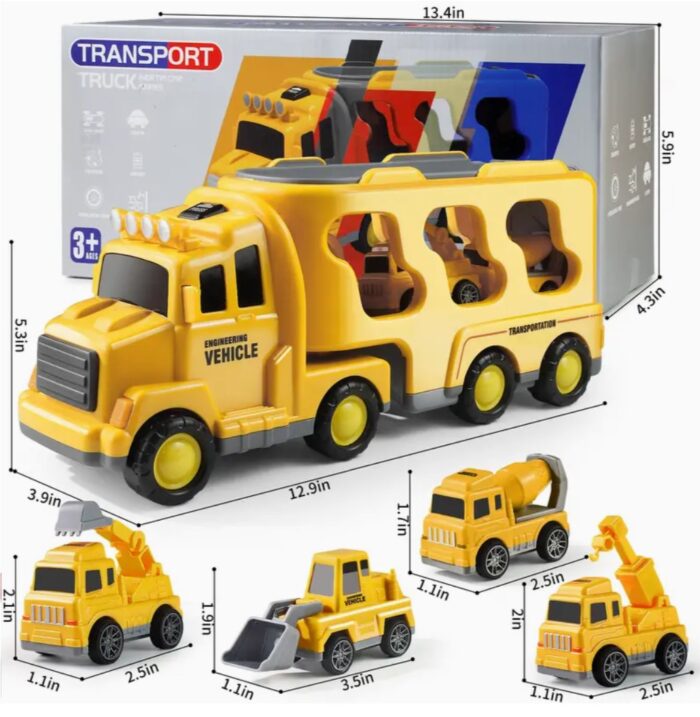 5-in-1 Container Truck Toy - Includes Four Different Mini Cars with Realistic Details and High-Quality Design, Perfect for Creative Play - Image 2