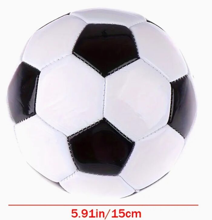 Classic Black and White Size 2 Soccer Ball, Durable Toy Football for Ages 14+, Stitched PVC Material, Logo-Free Design - Image 2