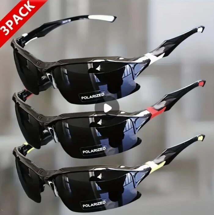 3 High Performance Polarized Sunglasses Set - UV Protection, Windproof, Anti-glare - Ideal For Biking, Baseball, Running, Fishing, Golf And Driving, A Set Of Essentials For Travel - Image 1