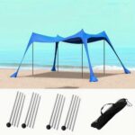 1pc 10x10ft Spacious Beach Canopy Tent - Portable, Pop-up, Water-Resistant, Alloy Bracket, Polyester Fabric, Drawstring Closure, Carry Bag Included