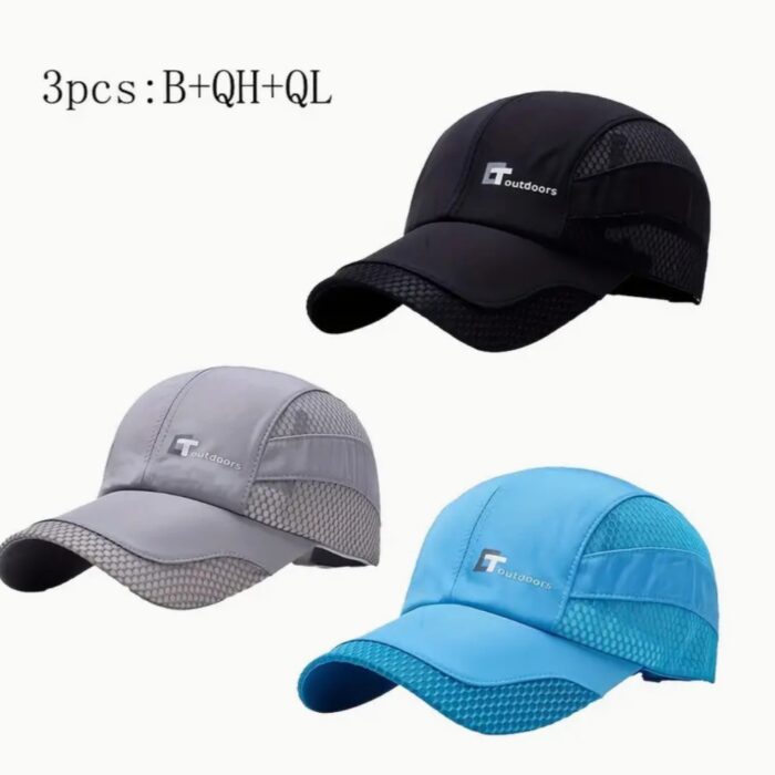 3pcs Unisex Breathable Sports Baseball Cap - Quick Dry, UPF50+, Portable, Outdoor, Running, Golf, Tennis, Fishing, Hiking, Camping, Sailing - Image 1