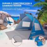 3-4 Person KingCamp Beach Tent - Instant Pop-Up Portable Shade with Extendable Floor, Lightweight, Easy 10s Setup, Water-Resistant Sun Shelter for Beach