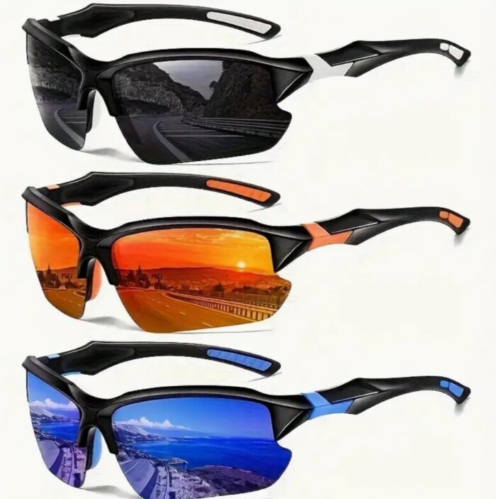 3 High Performance Polarized Sunglasses Set - UV Protection, Windproof, Anti-glare - Ideal For Biking, Baseball, Running, Fishing, Golf And Driving, A Set Of Essentials For Travel - Image 2