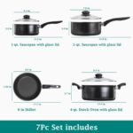 7 Piece Non-Stick Cookware Set Black - Image 2