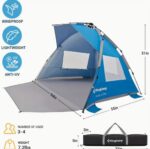 3-4 Person KingCamp Beach Tent - Instant Pop-Up Portable Shade with Extendable Floor, Lightweight, Easy 10s Setup, Water-Resistant Sun Shelter for Beach - Image 3