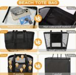 1pcs Large Mesh Beach Bag - Sandproof Swim Tote Bag Oversized for Family Foldable Pool Boat Bag with Zipper and Extra Pockets For Toys & Vacation Beach Cruise Essentials - Image 3