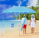 Portable Beach Umbrella Suitable for Sand: 6.6 Feet Outdoor Umbrella, with Anchor Heavy Duty and Adjustable Tilt Rod-UV 50 Windproof Beach Umbrella, with Portable Bag - Image 2