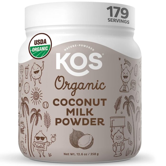 KOS Organic Coconut Milk Powder, USDA Certified Organic - 0g Sugar, MCT Plant Based Creamer for Coffee, Smoothies, Vegan, Keto, Paleo Friendly, Non-GMO, Gluten or Dairy- 12.6oz, 179 Servings - Image 1