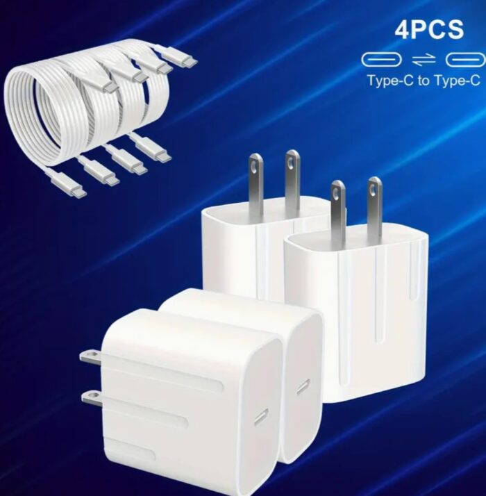 4PCS iPhone Charger Bundle - Safe and Efficient Charging Solution - Image 1