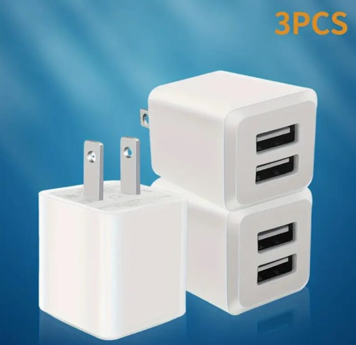 3-Pack Quick Charger Plug Cube - Dual Port Fast Charging Adapter with Compact Design - Image 1