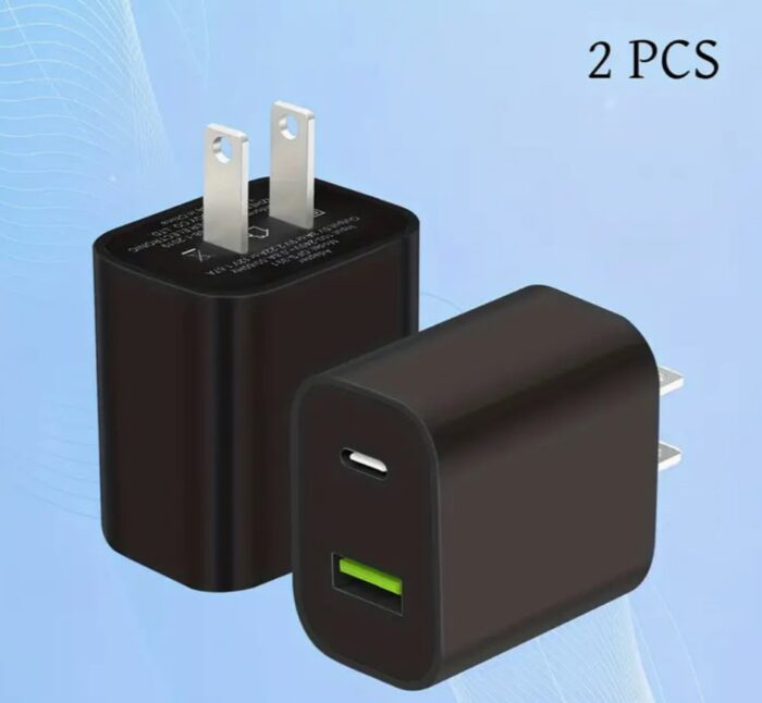2pcs USB C Wall Charger Block, Dual Port Power Delivery Fast Type C Charging Block Plug Adapter - Image 1