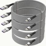 4-Pack 6ft Extra Long MFi Certified Durable Nylon Braided Lightning Cable - Fast Charger Cord for iPhone 14/13/12/11/X/XS/XR/XS Max/8/7/6/5S/SE/iPad Mini with Safe and Reliable USB Charging