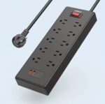 Black- Heavy Duty 10-Outlet Power Strip with 4 USB Ports and Black-USB-C - Surge Protector with 5ft Flat Plug Extension Cord, Wall Mount, Under Desk Design