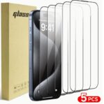 iPhone 15 Plus- 5pcs Tempered Glass Screen Protector - Protective Skins with Ultra-High Definition, 9H Hardness, Scratch and Shatter Resistant, Dustproof (Copy)
