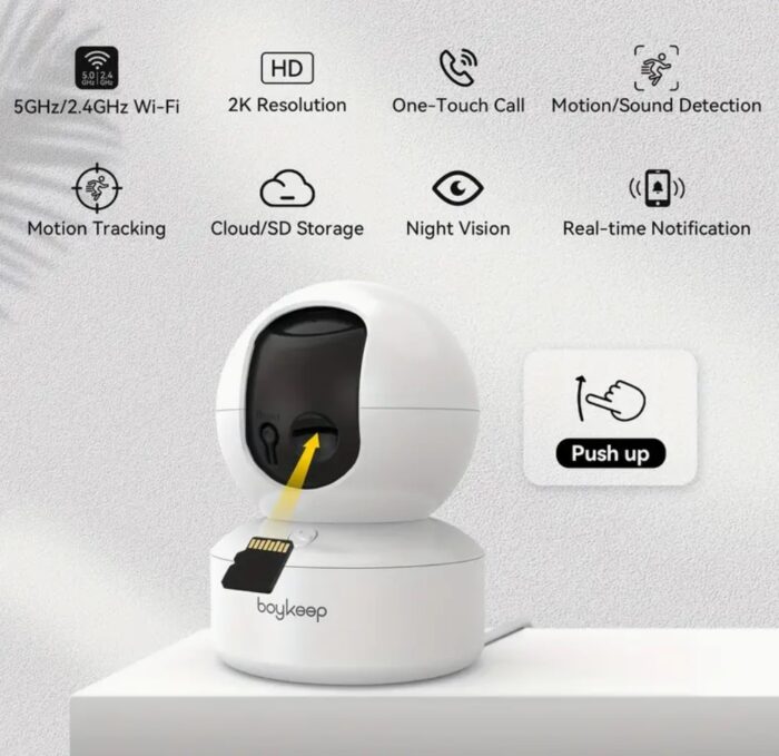 BoyKeep 5g/2.4ghz WiFi Smart Camera, 2KHigh-definition Indoor Safety Monitor, Special Safety Camera For Babies And Pets, 360° Panoramic Surveillance Video, Night Vision - Image 1