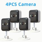 4Pcs 1080P FHD Wireless Surveillance Camera System - Full-Color Night Vision, Two-Way Voice Call, Motion Detection, Built-in AP Hotspot, Remote Monitoring