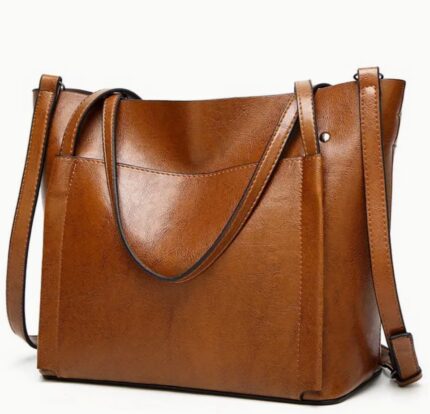 Women's Vintage Style PU Leather Shoulder Bag, Large Capacity Tote With Multiple Pockets, Versatile Crossbody Bag
