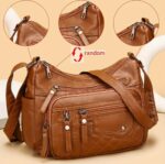 Women's Fashion Multi-Zipper Crossbody Bag, Soft Genuine Shoulder Bag with Multiple Pockets, Casual Nylon Handbag for Daily Use