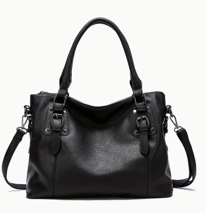Black -Women Handbags Tote Bag Soft Leather Retro Designer Large Capacity Multi-pocket Casual Ladies Shoulder Crossbody Bag - Image 1
