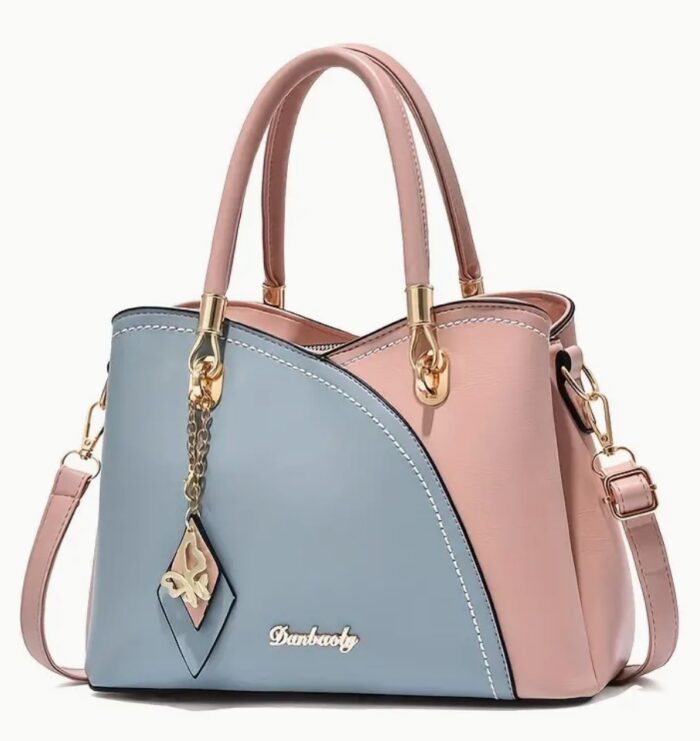 Light blue- Luxurious Top Handle Satchel Shoulder Bag - Stylish Messenger Tote for Ladies with Adjustable Straps, Magnetic Snap Closure, and Spacious Interior - Image 1