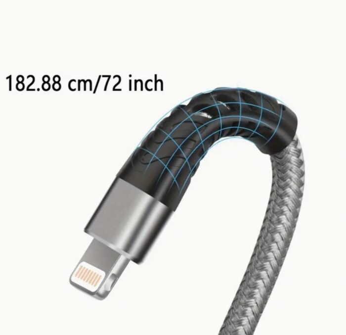 4-Pack 6ft Extra Long MFi Certified Durable Nylon Braided Lightning Cable - Fast Charger Cord for iPhone 14/13/12/11/X/XS/XR/XS Max/8/7/6/5S/SE/iPad Mini with Safe and Reliable USB Charging - Image 2