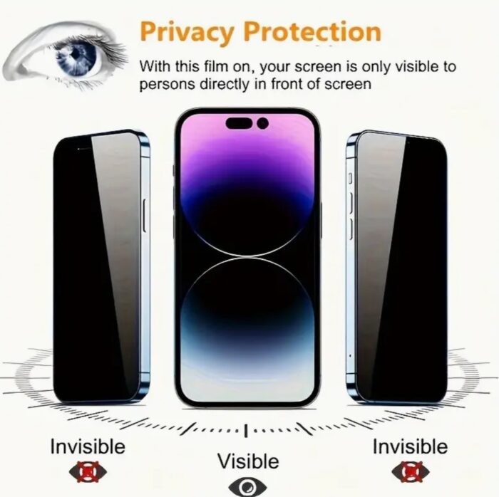 iPhone 15 Pro - 8PCS Full Coverage Anti-Peeping Tempered Glass and Full Covergar Camera Lens Glass  - Image 2