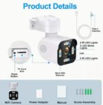 2pcs 2K HD WiFi Outdoor Cameras - 360° View Home Security System with Full Color Night Vision, Intelligent AI Motion Detection, Wireless Monitoring, and Real-Time Alerts - Image 2