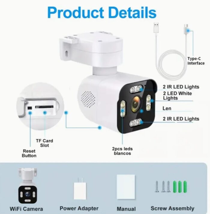 2pcs 2K HD WiFi Outdoor Cameras - 360° View Home Security System with Full Color Night Vision, Intelligent AI Motion Detection, Wireless Monitoring, and Real-Time Alerts - Image 2