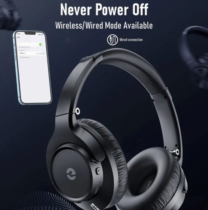 50-Hour Playtime Wireless Hi-Fi Stereo Headphones - Deep Bass, Foldable, Lightweight, Rechargeable Lithium-Polymer Battery, Microphone, and Comfortable Over-Ear Design - Image 2