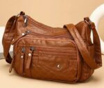 Women's Fashion Multi-Zipper Crossbody Bag, Soft Genuine Shoulder Bag with Multiple Pockets, Casual Nylon Handbag for Daily Use - Image 2