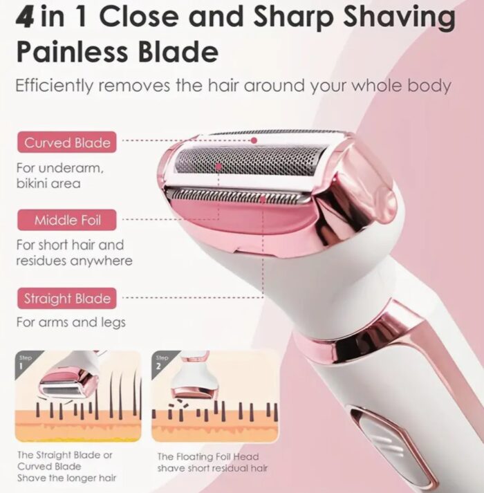 4-in-1 Silky-Smooth Electric Shaver for Women - Wet/Dry, USB Rechargeable & Portable for Full Body Use - Image 2