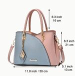 Light blue- Luxurious Top Handle Satchel Shoulder Bag - Stylish Messenger Tote for Ladies with Adjustable Straps, Magnetic Snap Closure, and Spacious Interior - Image 2