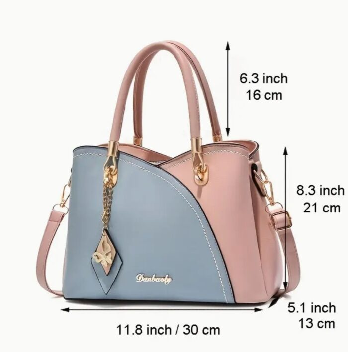 Light blue- Luxurious Top Handle Satchel Shoulder Bag - Stylish Messenger Tote for Ladies with Adjustable Straps, Magnetic Snap Closure, and Spacious Interior - Image 2