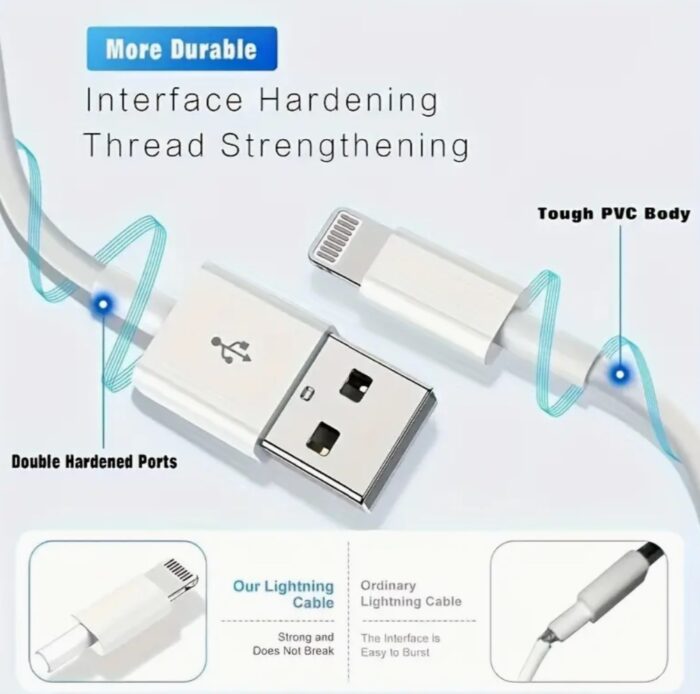 10pcs, Phone Charging Cable USB Interface, Data Cable Fast Charging Cable Charger Compatible With IPhone 14, 13, 12, 11 XS XR X Pro Max Mini 8, 7, 6S - Image 3