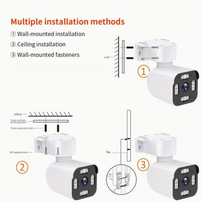 2pcs 2K HD WiFi Outdoor Cameras - 360° View Home Security System with Full Color Night Vision, Intelligent AI Motion Detection, Wireless Monitoring, and Real-Time Alerts - Image 3