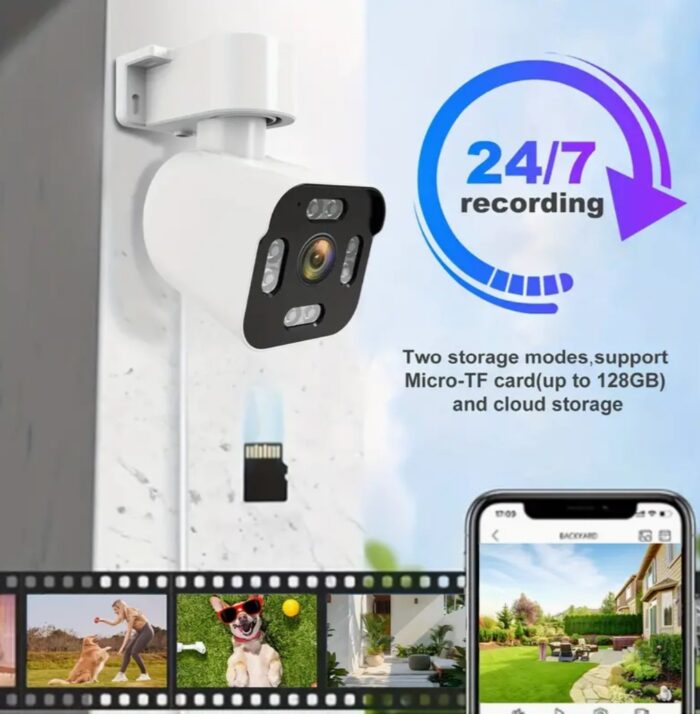 2pcs 2K HD WiFi Outdoor Cameras - 360° View Home Security System with Full Color Night Vision, Intelligent AI Motion Detection, Wireless Monitoring, and Real-Time Alerts - Image 4