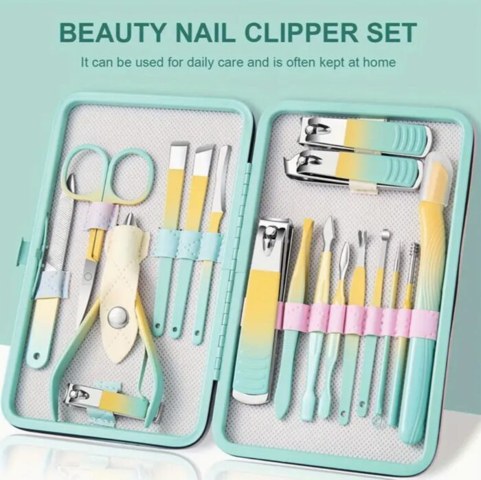 Manicure Set Nail Clipper Set Men Women Toe Finger Nail Clipper Personal Care Tools with Portable Travel Case - Image 1
