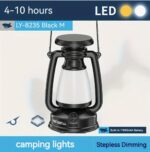 Smiling Shark Rechargeable LED Camping Lantern - Polished ABS & Metal, Stepless Dimming, Freestanding Outdoor Tent Light with Button Control, USB Charging, Lithium-ion Battery, Dual Light Source - Image 2