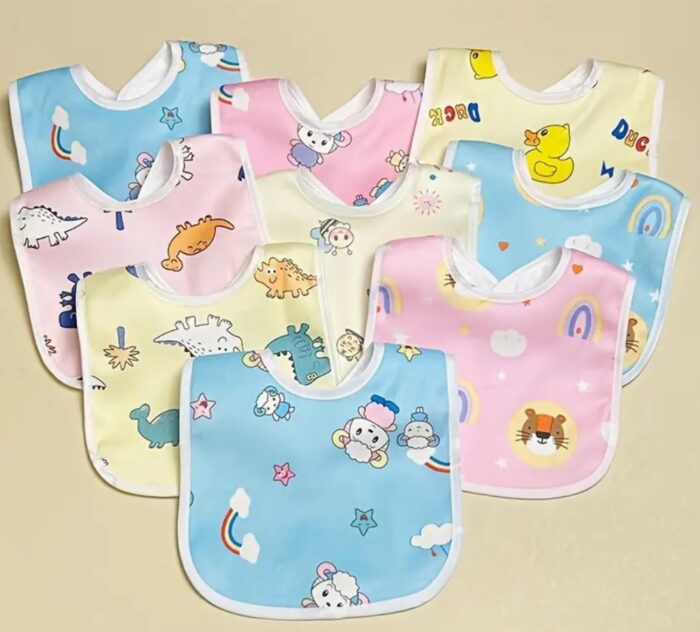 4/6pcs Adorable Cartoon Crystal Velvet Bibs - Waterproof, Leak-proof & U-shaped for Easy Feeding - Soft, Durable & Comfortable - Perfect for Mealtime & an Ideal Easter Gift with Assorted Designs - Image 2